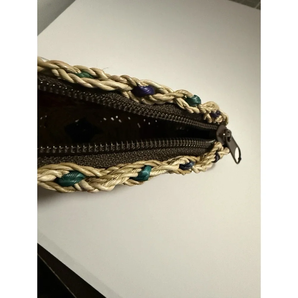 New Handmade Half Moon Clutch Bag Coin‎ Purse with Zipper Closure Handwoven